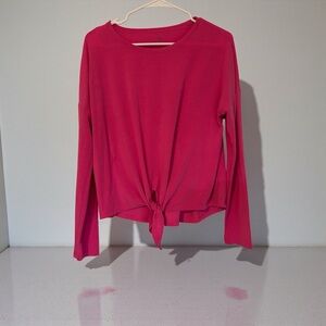 GapFit Breathe Bright Pink Tie-Front Long Sleeve Top | Size Small